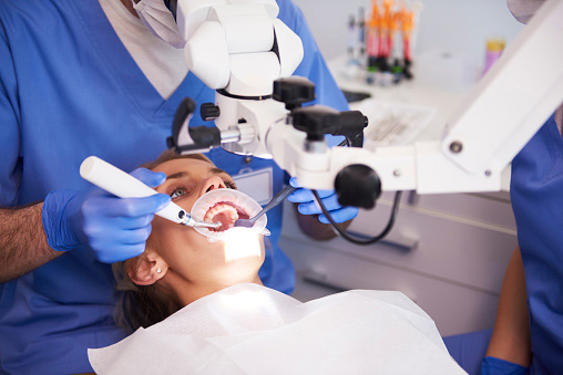 Woman getting a root canal