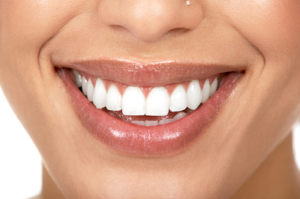 Close up of a woman's mouth with perfect teeth