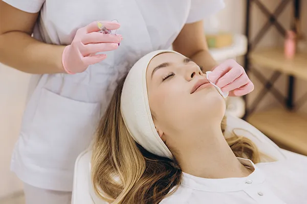 Woman getting botox for tmj